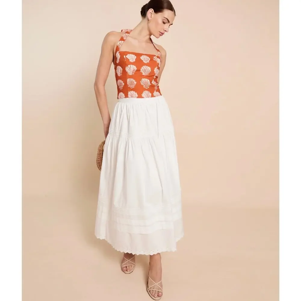 $169 New Kourt Dixie Sanibel sunset linen halter top blouse size 2